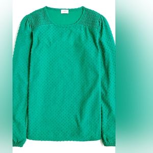 J.Crew clip dot long sleeves top, small, green
